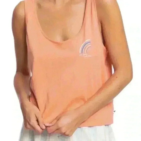 Roxy Master Lover - Buttoned Back Vest Top - Tawny Orange size Large - Picture 2 of 3